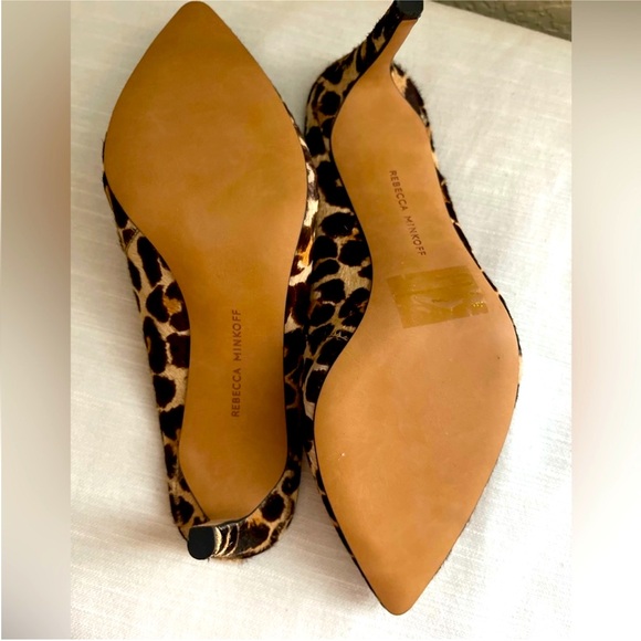 Rebecca Minkoff size 8.5 Gabian Lepard Print real calf hair mid-heel mules NWOB - Picture 5 of 7